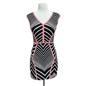 Agaci Black White Geometric Bodycon Dress Size Medium